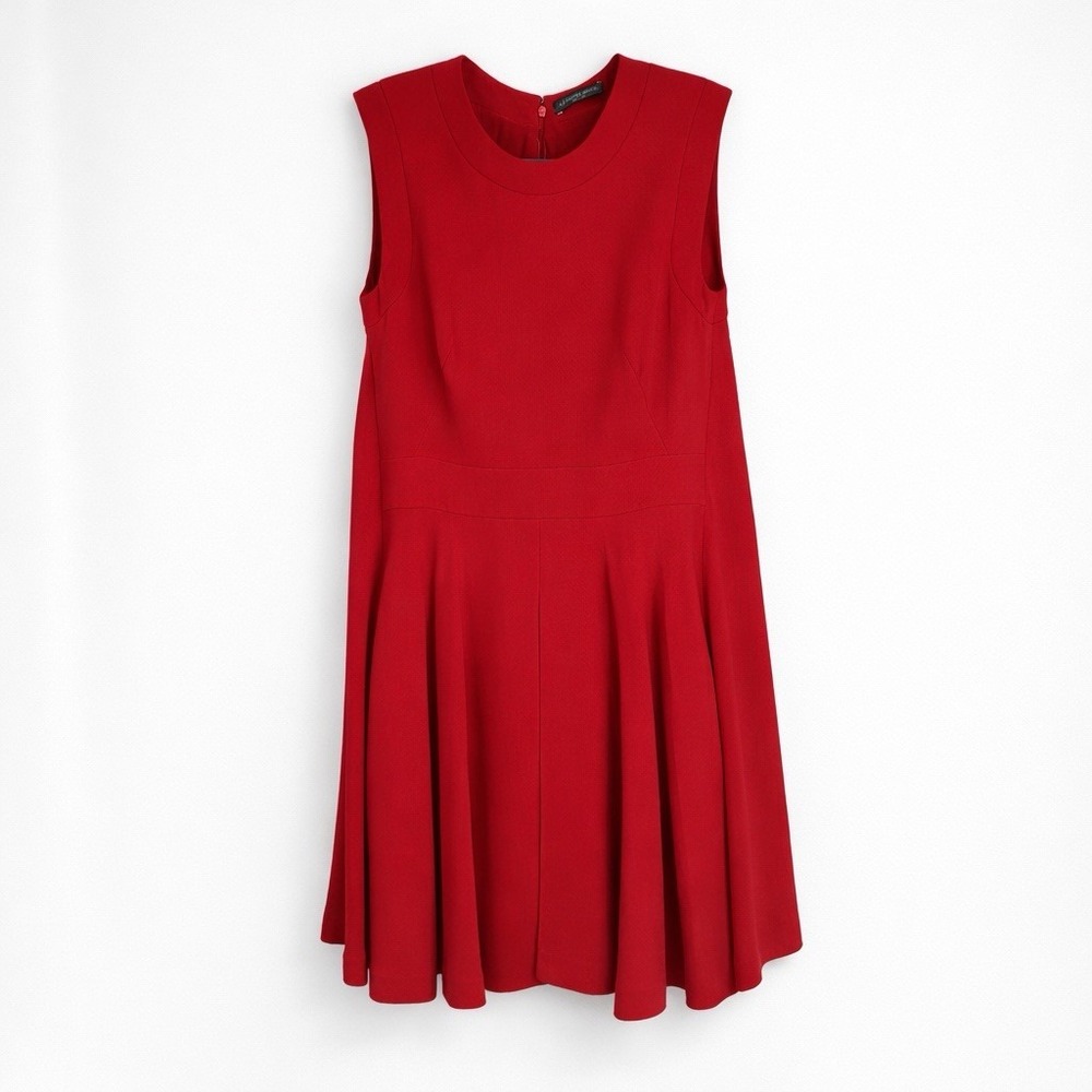 Alexander McQueen Dress Womens US 10 12 IT 46 Red A-Line Fit Flare Sleeveless